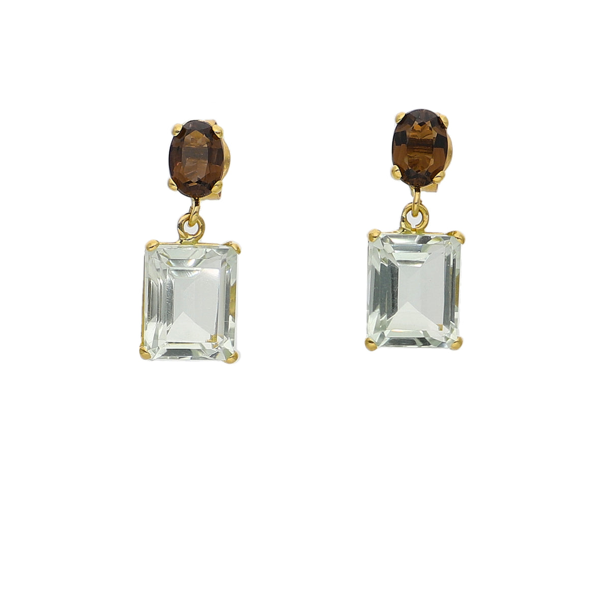 Aros Oro Amarillo Topacio Fume y Amatista Verde AR-14227