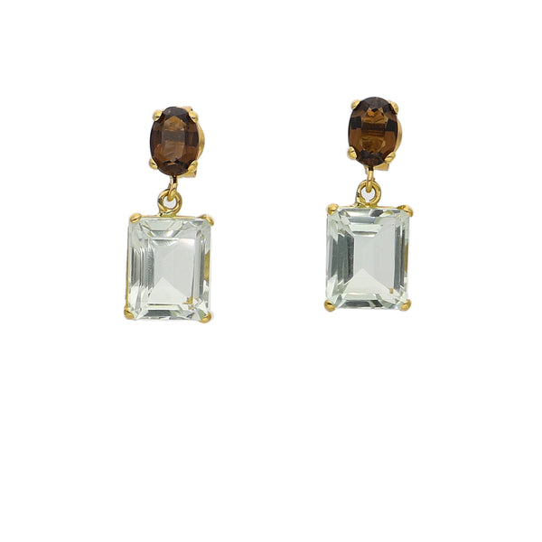 Aros Oro Amarillo Topacio Fume y Amatista Verde AR-14227