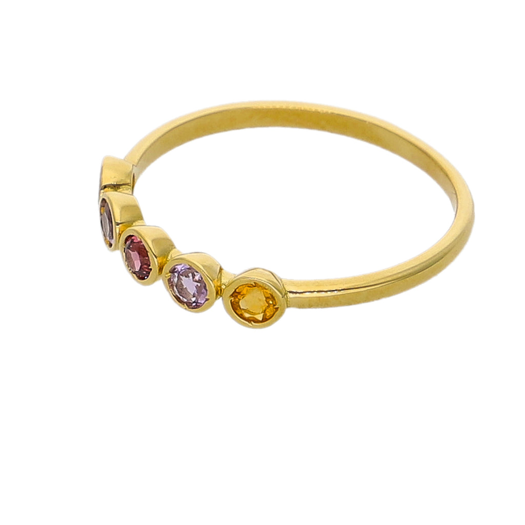 Anillo Oro Amarillo y Piedras Naturales AN-14236