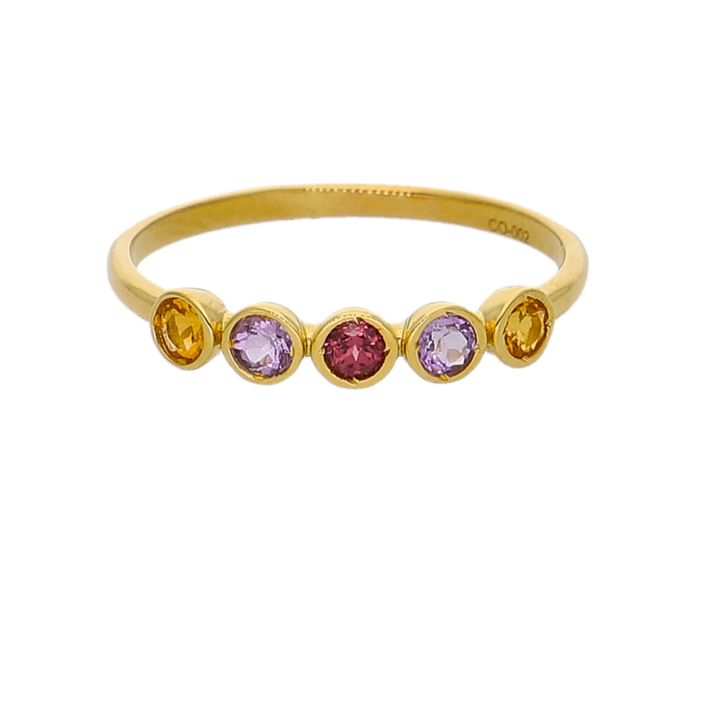 Anillo Oro Amarillo y Piedras Naturales AN-14236