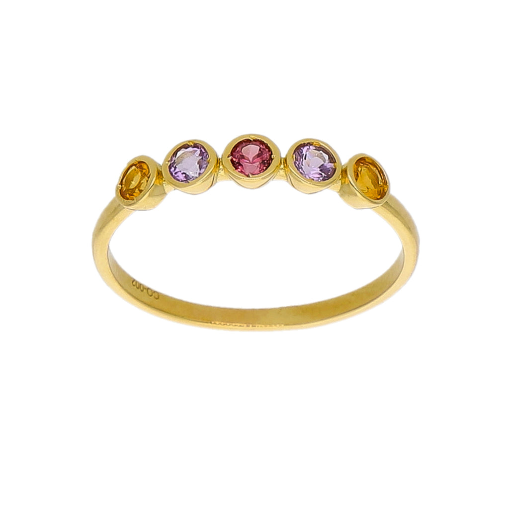 Anillo Oro Amarillo y Piedras Naturales AN-14236