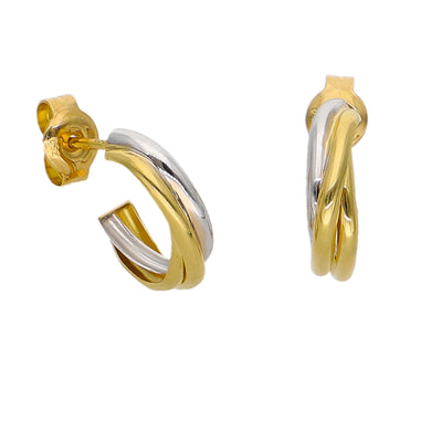Aros Argolla Oro Amarillo y Blanco AR-14237