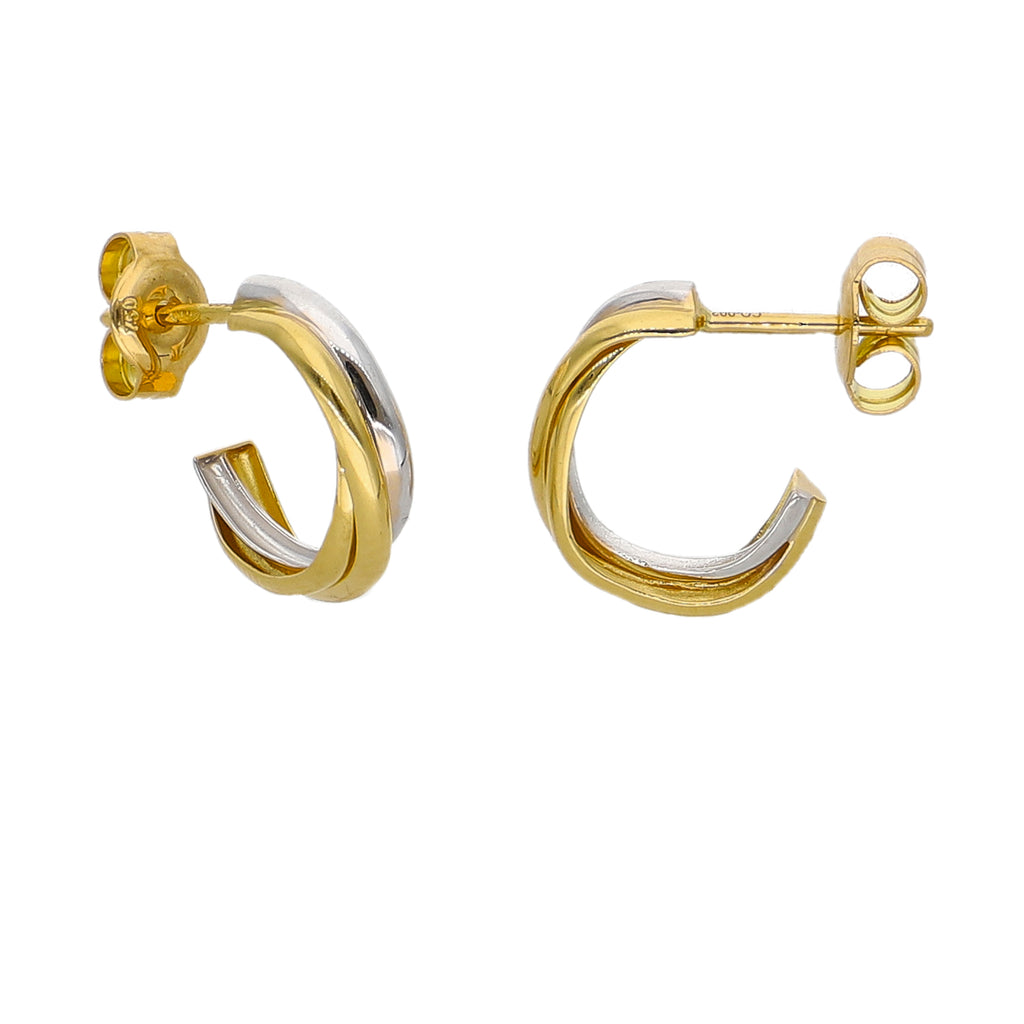 Aros Argolla Oro Amarillo y Blanco AR-14237