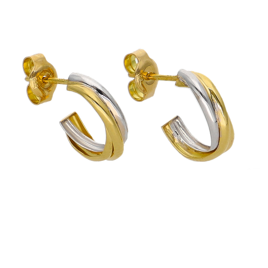 Aros Argolla Oro Amarillo y Blanco AR-14237