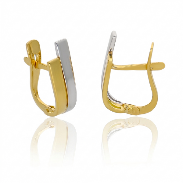 Aros Argolla Oro Amarillo y Blanco AR-14238