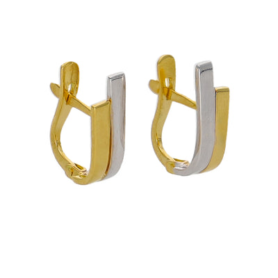 Aros Argolla Oro Amarillo y Blanco AR-14238