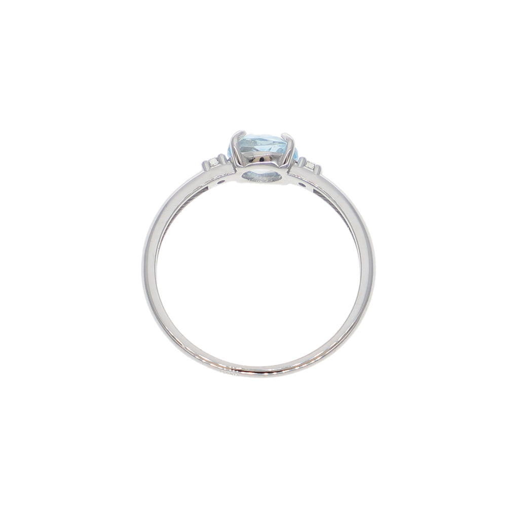 Anillo Oro Blanco Topacio Azul y Brillantes AN-14242