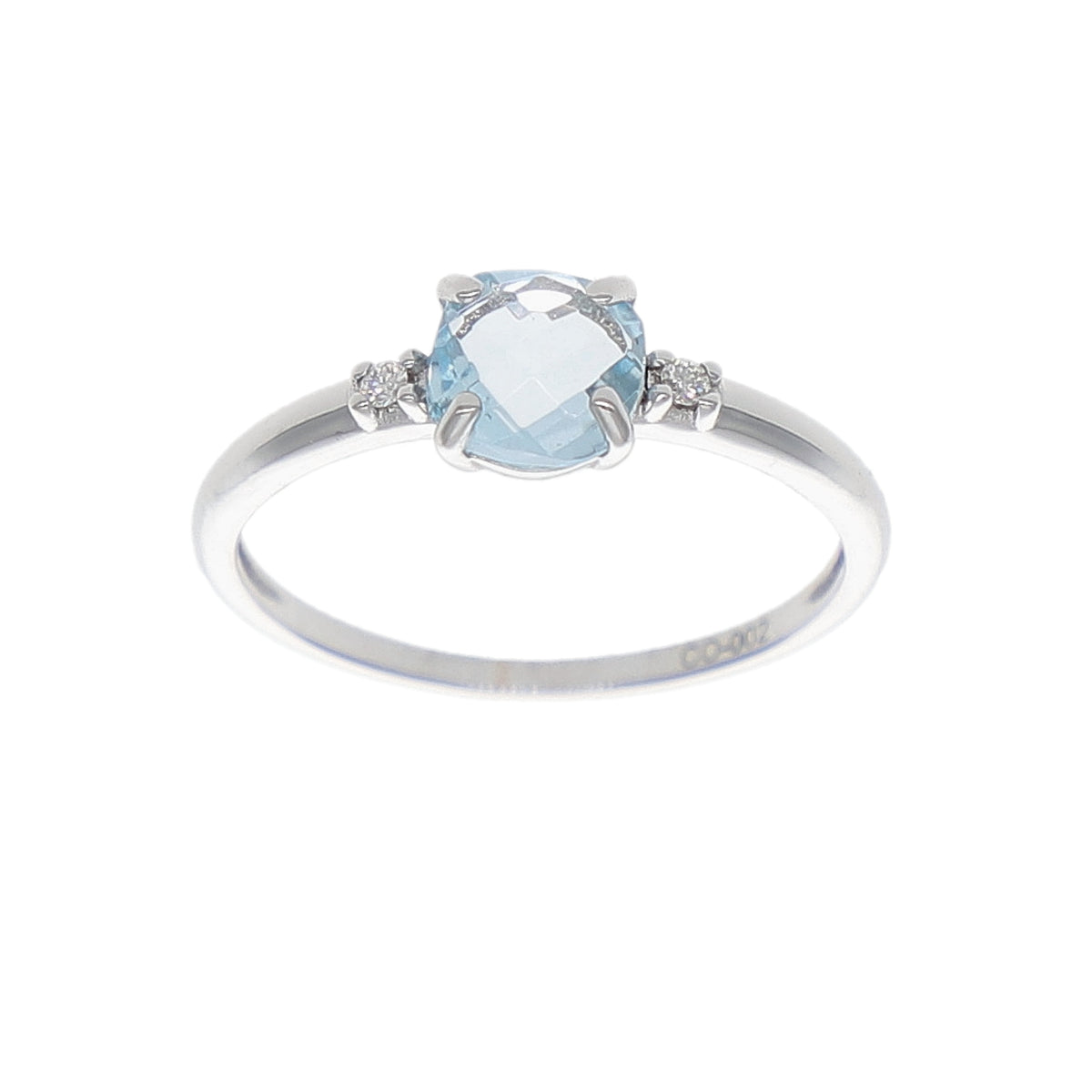 Anillo Oro Blanco Topacio Azul y Brillantes AN-14242