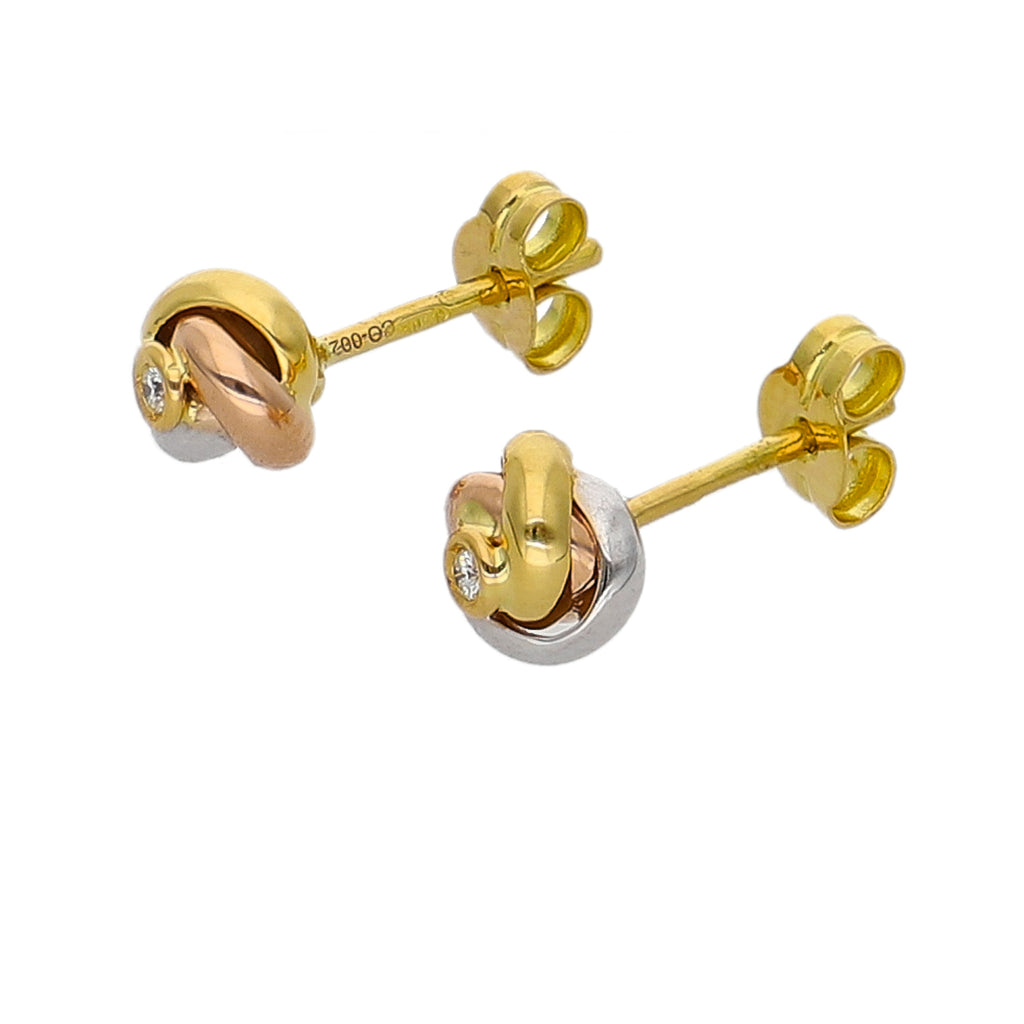 Aros Oro Amarillo, Blanco y Rosa y Brillante AR-14243