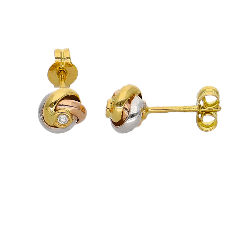 Aros Oro Amarillo, Blanco y Rosa y Brillante AR-14243