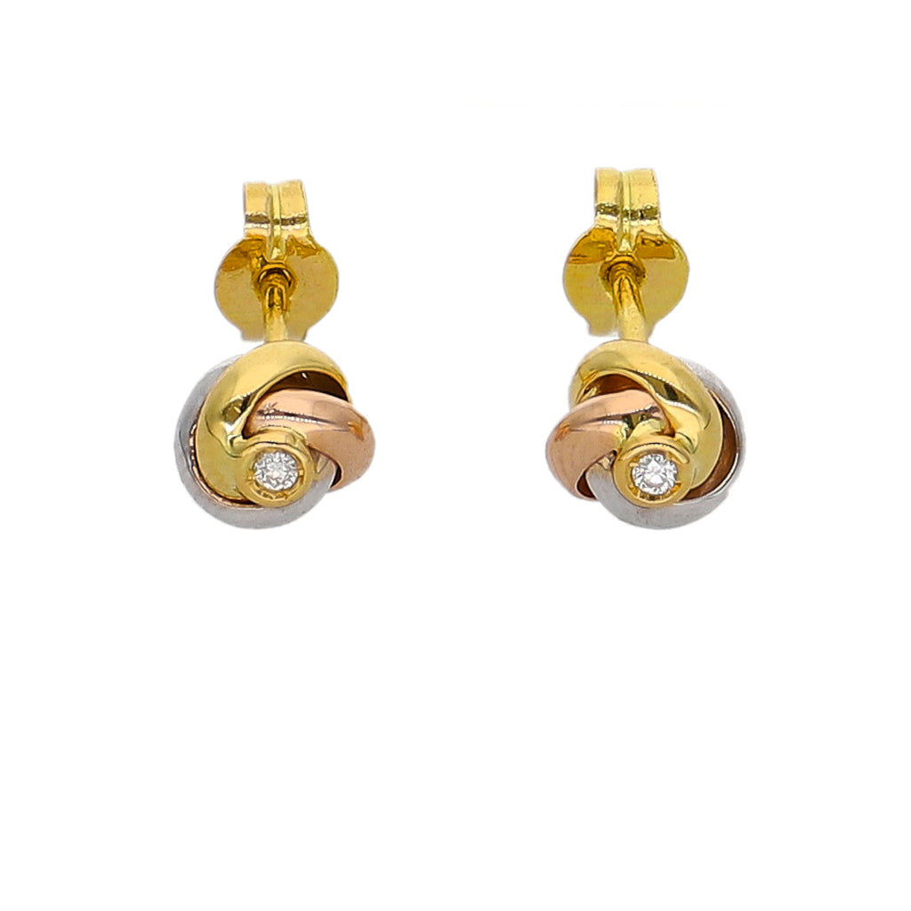 Aros Oro Amarillo, Blanco y Rosa y Brillante AR-14243