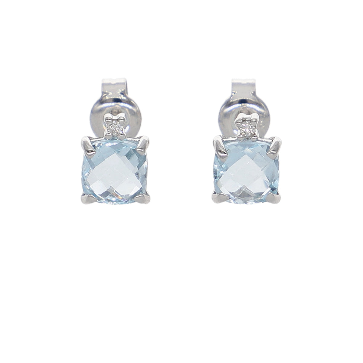 Aros Oro Blanco Topacio Azul y Brillantes AR-14246