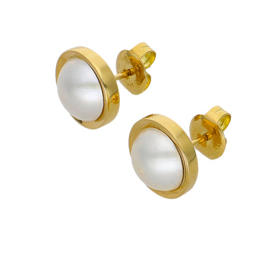 Aros Oro Amarillo y Perla Mabe AR-14224
