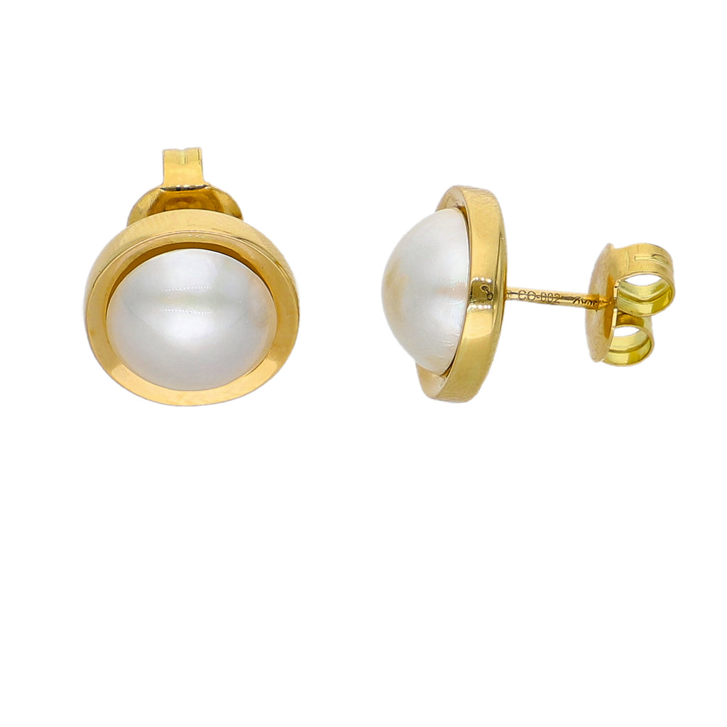 Aros Oro Amarillo y Perla Mabe AR-14224