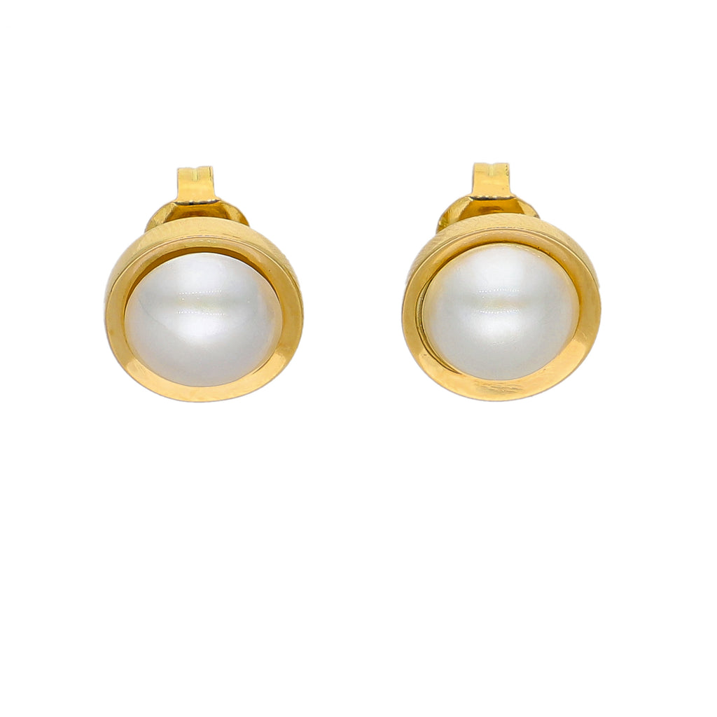 Aros Oro Amarillo y Perla Mabe AR-14224