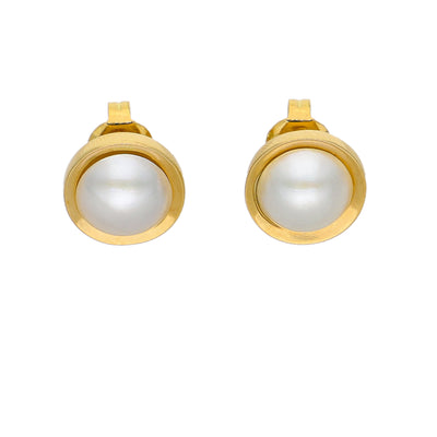 Aros Oro Amarillo y Perla Mabe AR-14224