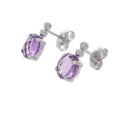 Aros Oro Blanco Amatista y Brillantes AR-14252