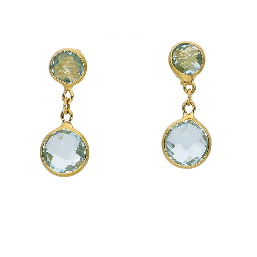 Aros Oro Amarillo Topacio Azul AR-14255