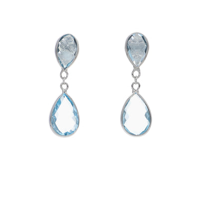 Aros Oro Blanco Topacio Azul AR-14256