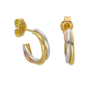 Aros Oro Amarillo, Blanco y Rosa AR-14257