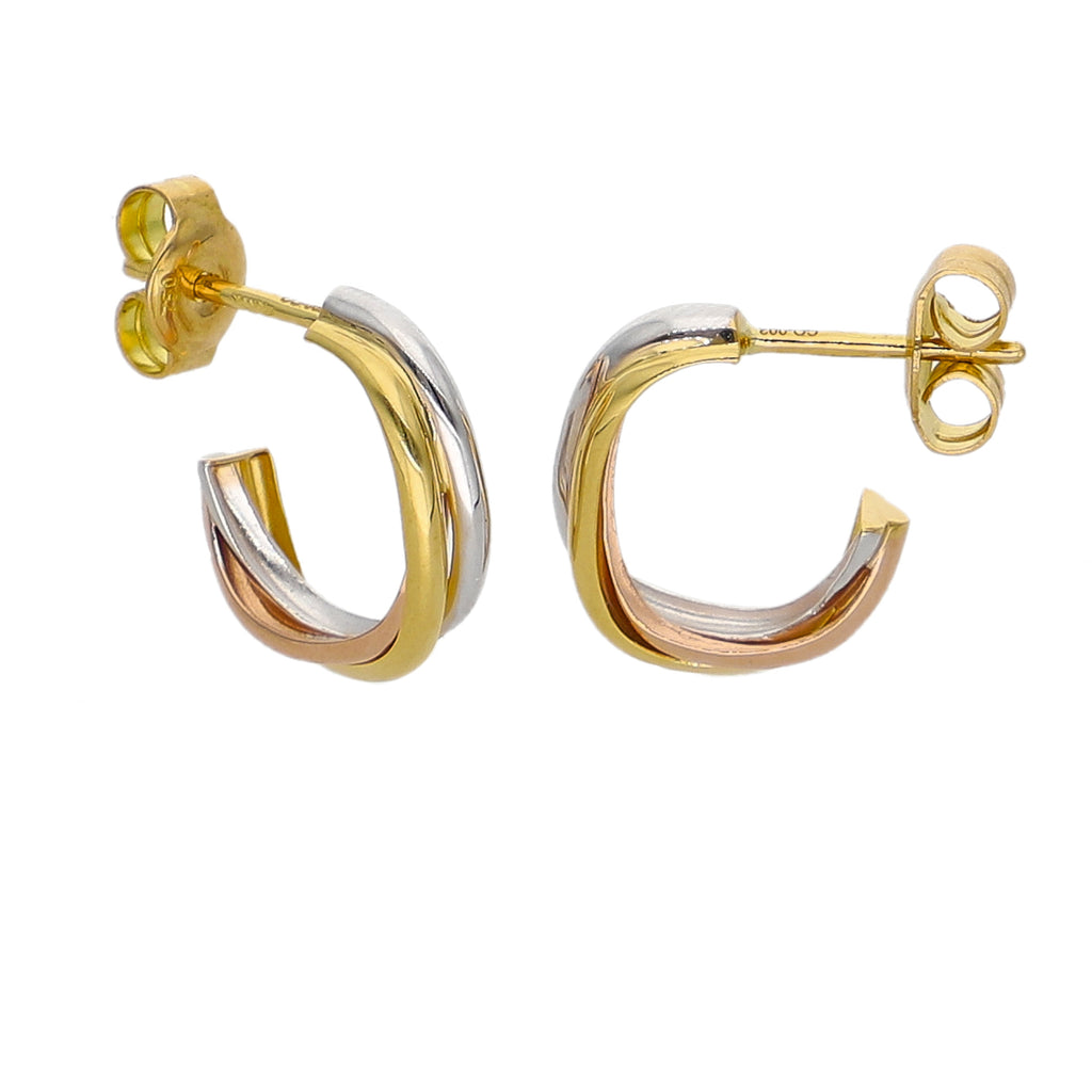 Aros Oro Amarillo, Blanco y Rosa AR-14257