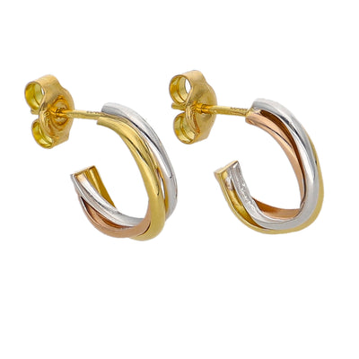 Aros Oro Amarillo, Blanco y Rosa AR-14257