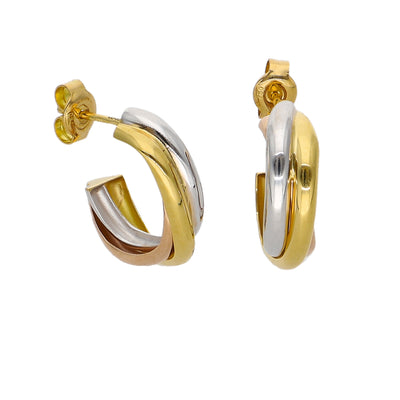 Aros Argolla Oro Amarillo, Blanco y Rosa AR-14258