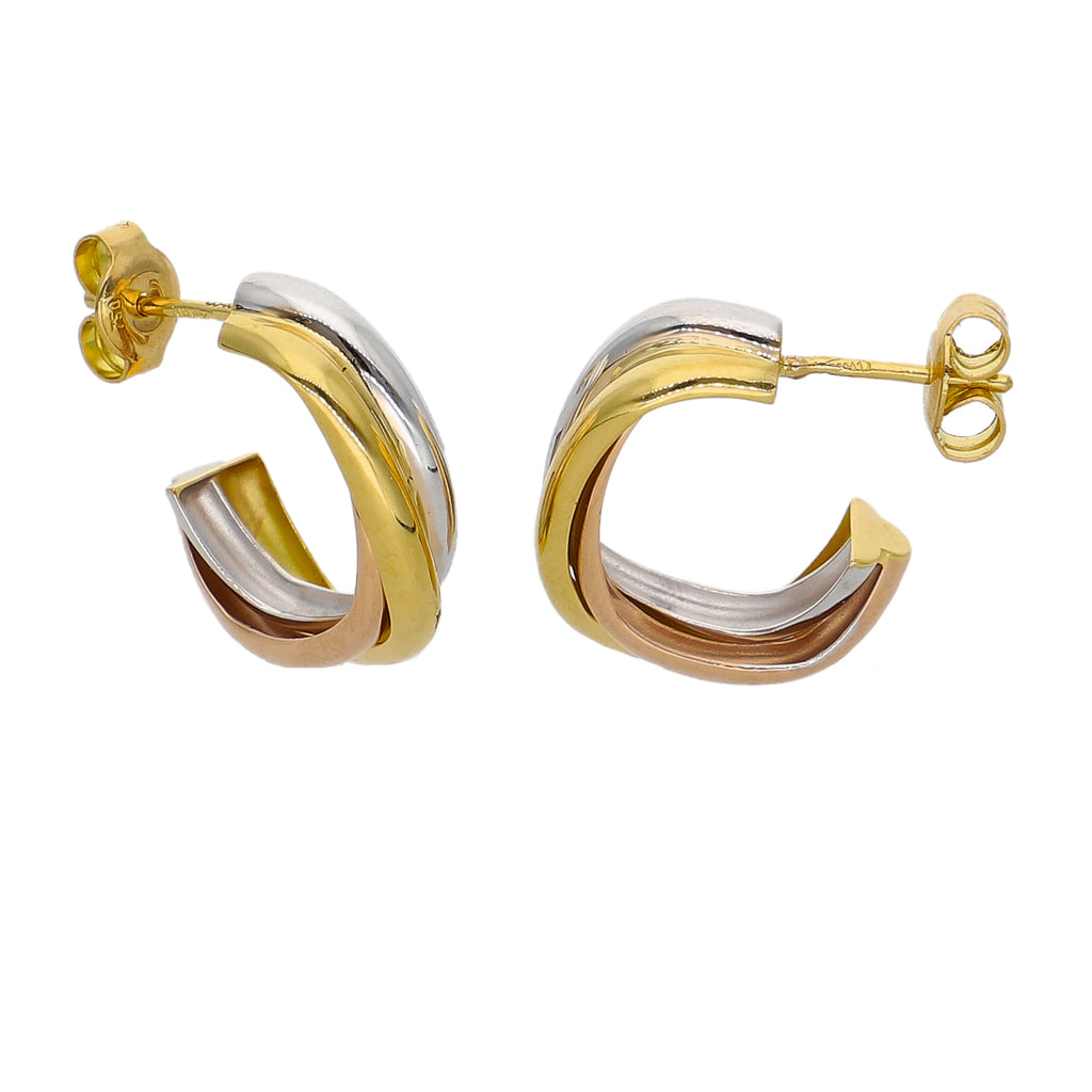 Aros Argolla Oro Amarillo, Blanco y Rosa AR-14258