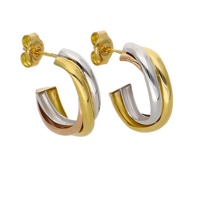 Aros Argolla Oro Amarillo, Blanco y Rosa AR-14258