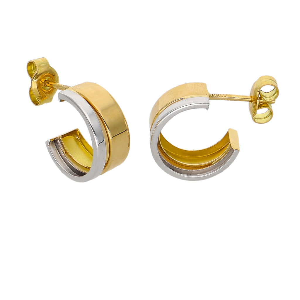 Aros Argolla Oro Amarillo y Blanco AR-14259