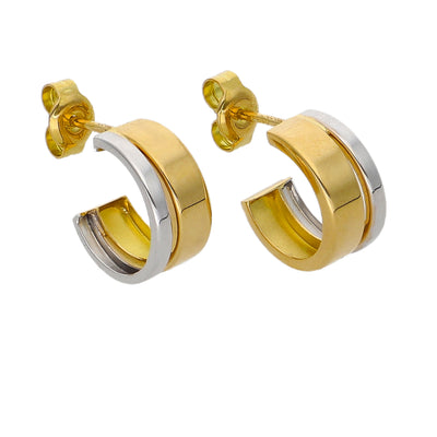 Aros Argolla Oro Amarillo y Blanco AR-14259