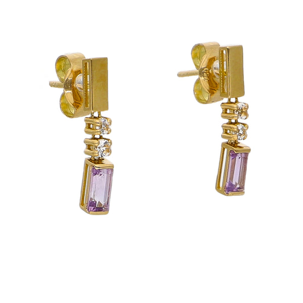 Aros Oro Amarillo Amatista AR-14261