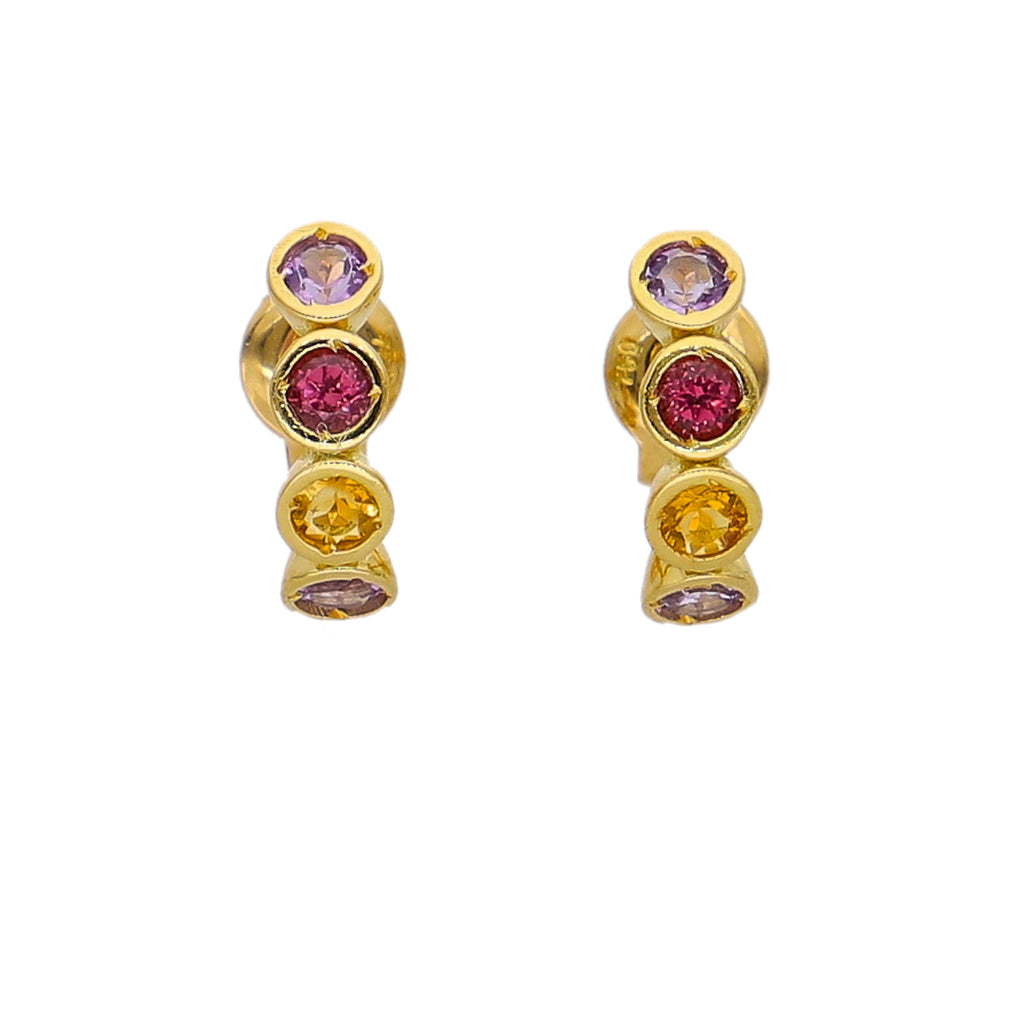 Aros Oro Amarillo Piedras Naturales AR-14262