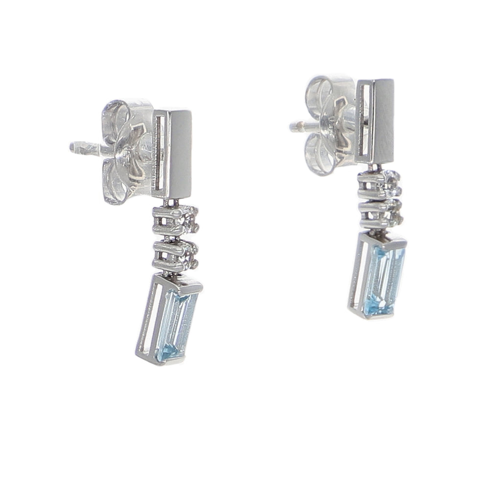 Aros Oro Blanco Topacio Azul y Blanco AR-14263