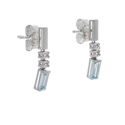 Aros Oro Blanco Topacio Azul y Blanco AR-14263