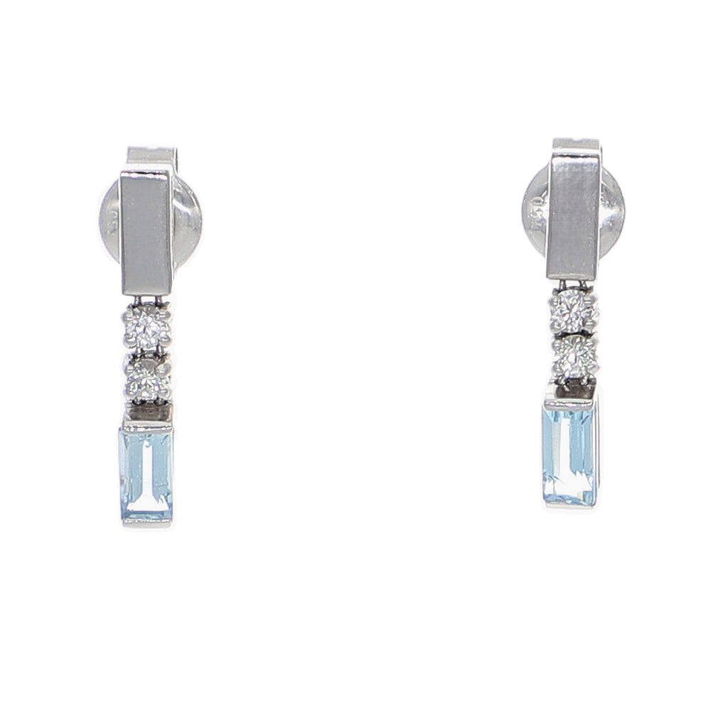 Aros Oro Blanco Topacio Azul y Blanco AR-14263