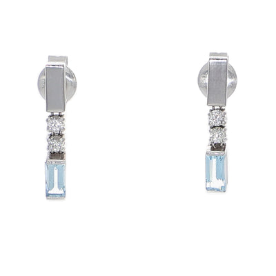 Aros Oro Blanco Topacio Azul y Blanco AR-14263