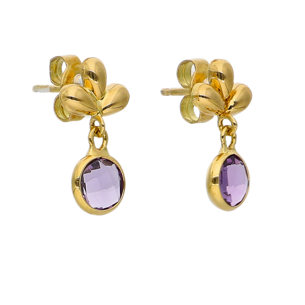 Aros Oro Amarillo Amatista AR-14265