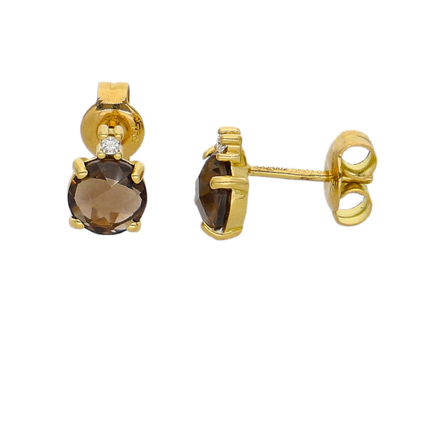 Aros Oro Amarillo Topacio Fume y Brillantes AR-14267