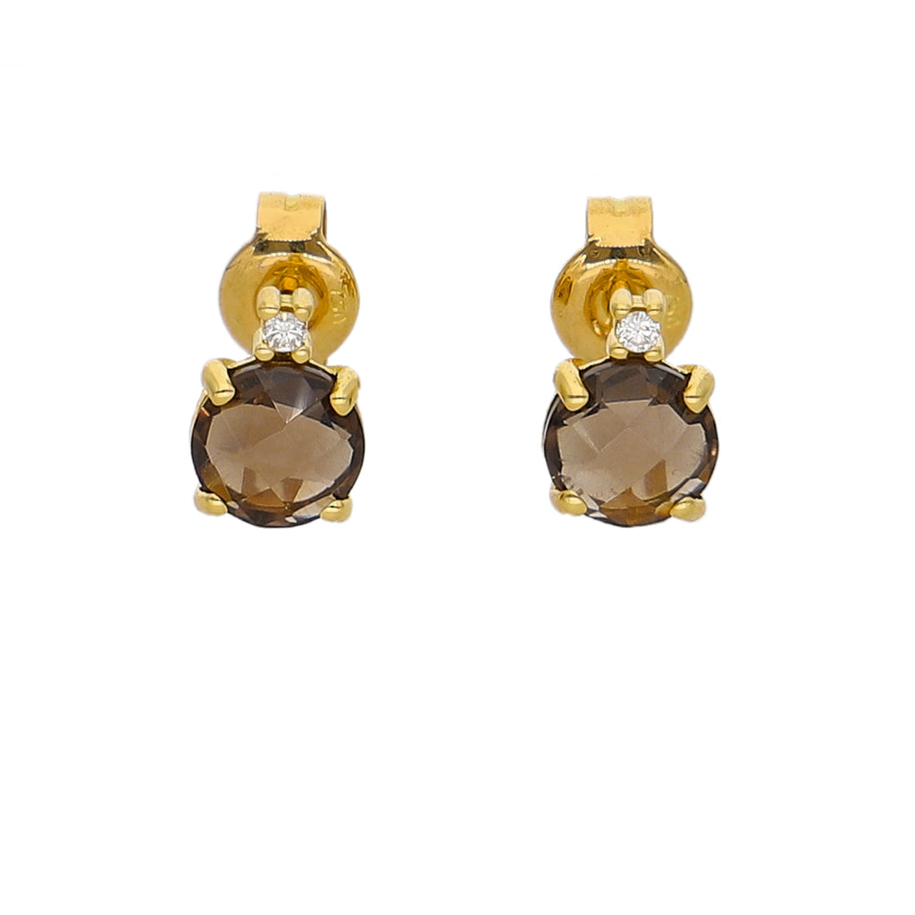 Aros Oro Amarillo Topacio Fume y Brillantes AR-14267