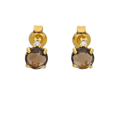 Aros Oro Amarillo Topacio Fume y Brillantes AR-14267