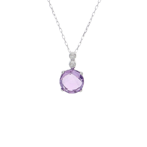 Collar Oro Blanco Amatista Y Brillantes CL-14269