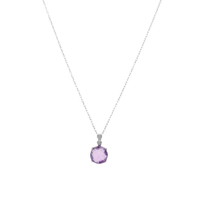 Collar Oro Blanco Amatista Y Brillantes CL-14269