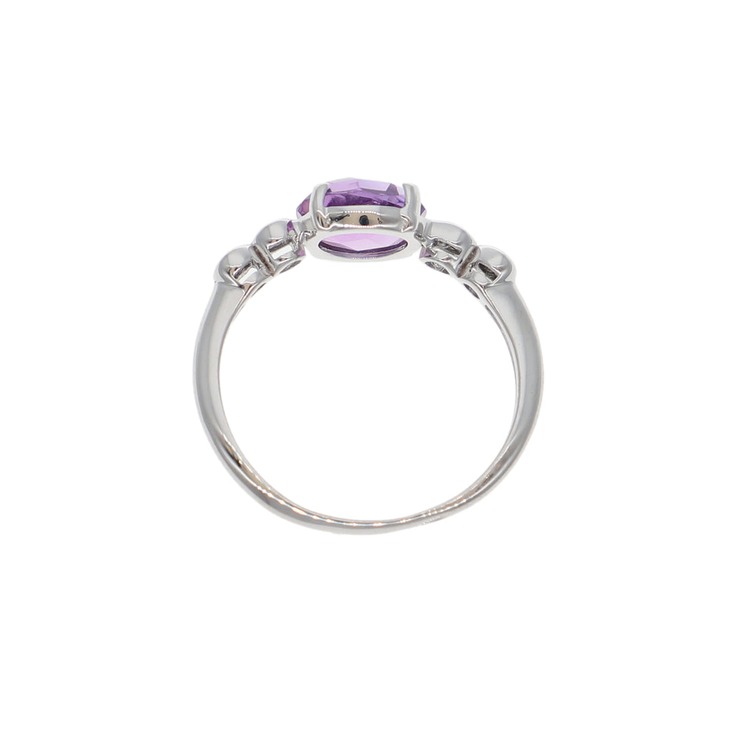 Anillo Oro Blanco Amatista y Brillantes AN-14271