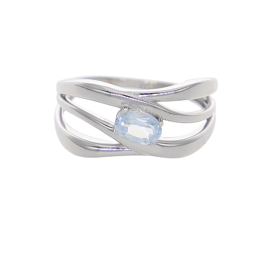 Anillo Oro Blanco Topacio Azul AN-14272
