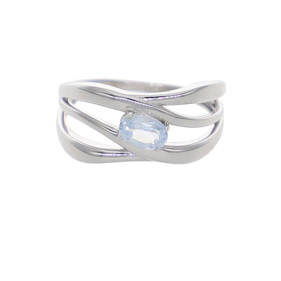 Anillo Oro Blanco Topacio Azul AN-14272