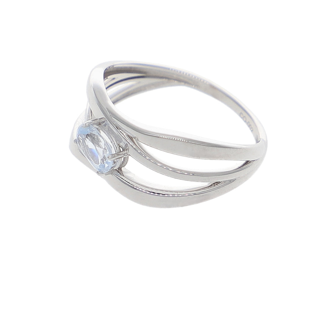 Anillo Oro Blanco Topacio Azul AN-14272