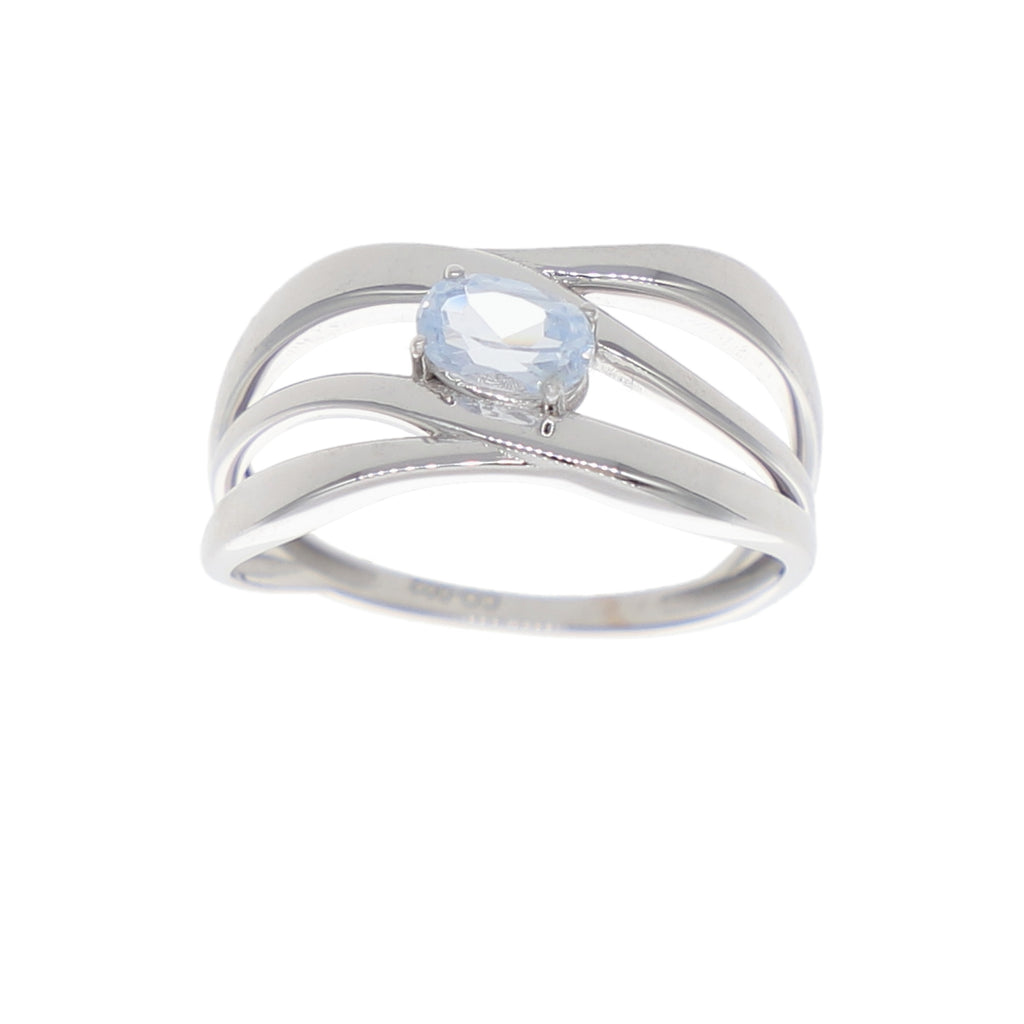 Anillo Oro Blanco Topacio Azul AN-14272