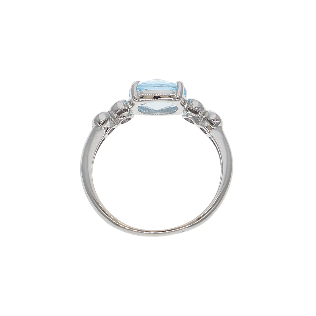 Anillo Oro Blanco Topacio Azul y Brillantes AN-14274