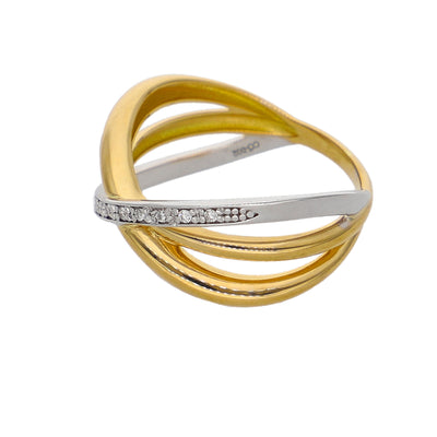 Anillo Oro Amarillo, Blanco y Brillantes AN-14277